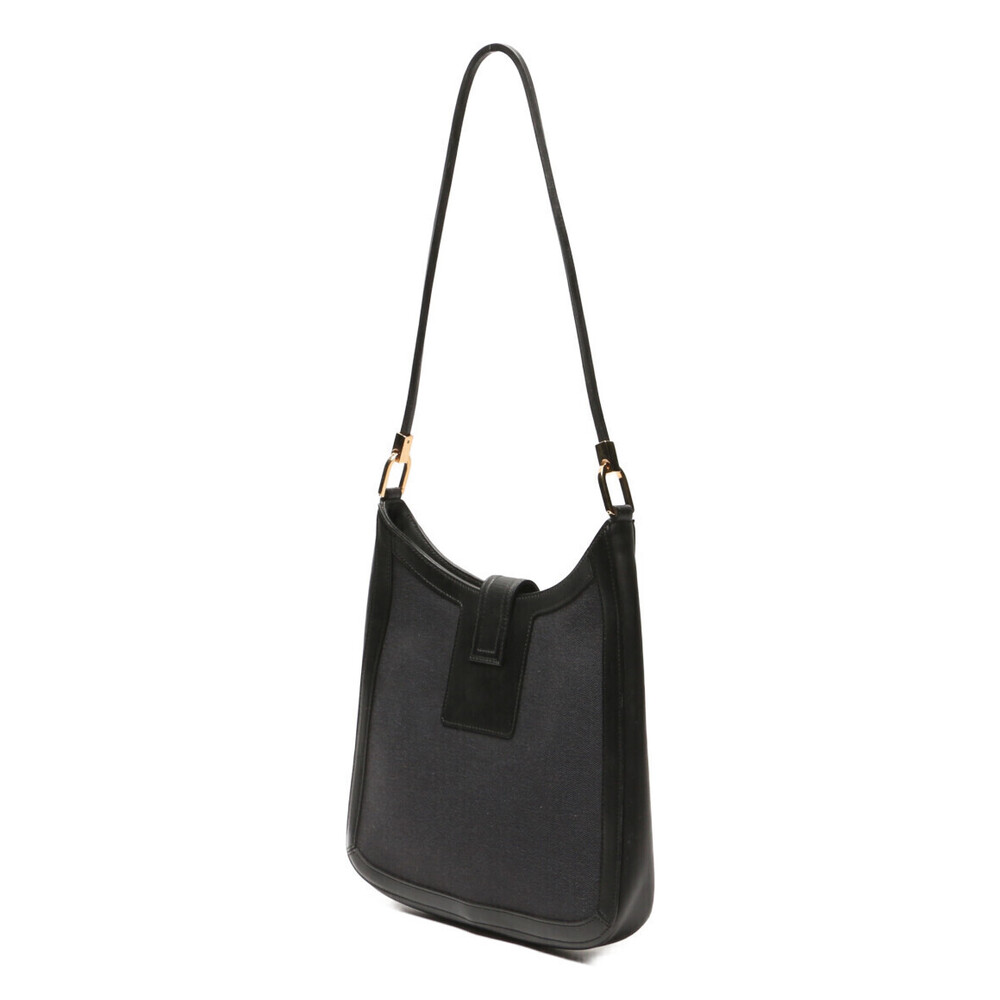Gucci black canvas leather shoulder bag prominent square G logo - Picture 2 of 6